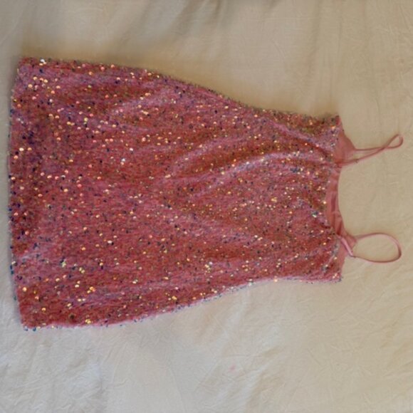 Lucy In The Sky Pink Sequins Party Mini-Dress Size M - Picture 2 of 3